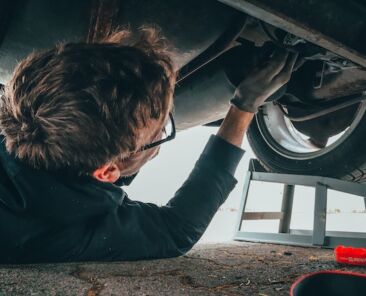 Technician doing motorhome or caravan service