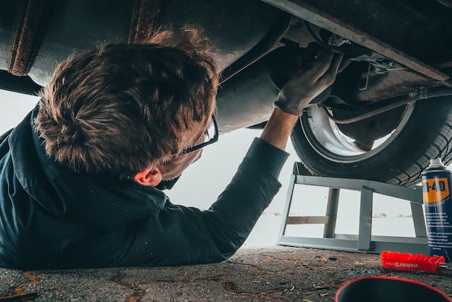 Technician doing motorhome or caravan service